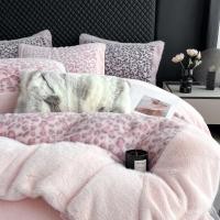 ราคา สีชมพูหนาสี่ชิ้นชุดหนักอบอุ่นป้องกันไฟฟ้าสถิตย์เตียงฤดูใบไม้ร่วงฤดูหนาวนุ่มข้าวเหนียวกระต่ายตุ๊กตาเสือดาวพิมพ์สูงกรัมนมขนแกะ คุณ (51151908943)