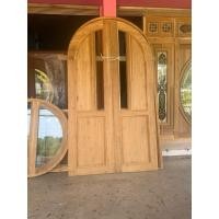 ราคา ประตูไม้สักบานคู่ หัวโค้ง (41315112475)