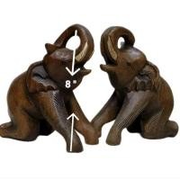 ราคา ช้างหมอบสวัสดีสุง8นิ้วราคา/2ตัว ช้างคุกเข่าแพ็คคู่ ช้างหมอบคู่ชูงวง ช้างแกะสลักจากไม้wooden elephant (28116393679)