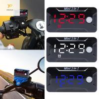 ราคา Ppy ดิจิตอลรถยนต์รถจักรยานยนต์โวลต์มิเตอร์ 3 in 1 นาฬิกาอิเล็กทรอนิกส์ LED นาฬิกา (28379147829)