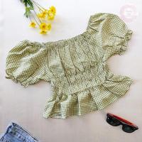 ราคา พร้อมส่ง เสื้อสม็อคแขนตุ๊กตา​ ลายสก๊อต​ (14749862011)