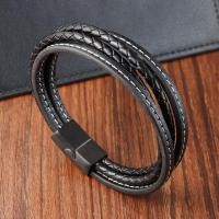 ราคา Multilayer Leather Bracelet Braided Rope Punk Men Genuine Leather Bangles pulsera hombre Male Gift Jewlery (54500219707)