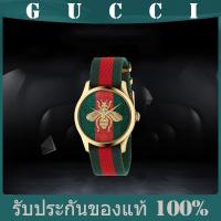 ราคา Gucci Men's Watch Fashion Bee นาฬิกาข้อมือ Embroidered nylon red and green strap Men's Quartz Watch นาฬิกาควอตซ์ (21414225296)