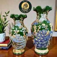 ราคา แจกันเคลือบสีเขียวลายนูน เวียดนาม มังกร - แจกันเซรามิกตกแต่งค้างคาวตรังคุณภาพสูงประณีต (47402542292)