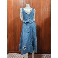 ราคา เอี๊ยมกระโปรงยีนส์มือสอง ทรงเอ ถอดเอี๊ยมออกได้ค่ะ (22173895168)