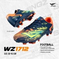 ราคา Wingz สีน้ำเงิน Navy รองเท้าสตั๊ดหนังสังเคราะห์ รุ่น WZ-1712 รองเท้ากีฬา สตั๊ดเด็ก ผู้ใหญ่ (40061596933)