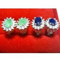 ราคา ต่างหูมรกต ไพลืนแท้ ล้อมด้วยเพชรCZ เงินแท้925ส่งฟรี (4751520372)