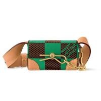 ราคา LV / Louis Vuitton 24 ผู้ชายใหม่สีเขียวน้ำตาลผสมผ้าใบแม่เหล็กเปิดปิดกระเป๋าสะพายพลิก (27884124648)