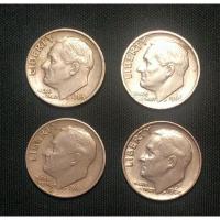 ราคา สหรัฐอเมริกา (USA), 10 Cents (Dime), Franklin D. Roosevelt จำนวน 4 เหรียญ ปีลึก (11445949005)