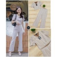 ราคา ชุดเซ็ทเสื้อแขนสั้นผ้าลูกไม้กางเกงขายาว#Nannapat (3172886179)