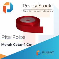 ราคา MERAH ริบบิ้นผ้าซาตินสีแดงธรรมดา 4 ซม (41814741171)
