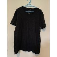 ราคา เสื้อยืดคอวีสีดำล้วน แบรนด์ H&M (23350807798)