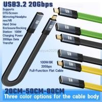 ราคา USB3.2 20Gbps Type C ถึง Type C สายเคเบิลข้อมูลแบน ThunderBolt3 PD100W สาย USB-C สําหรับ Samsung S21 S23 S25 Xiaomi 13pro 14pro 15pro (29291126060)