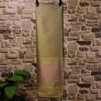 ราคา 99.ผ้าไหมแกมฝ้าย ผ้าทอทั้งผืน ลายการบินไทย สีเขียวพาสเทล (28551408297)