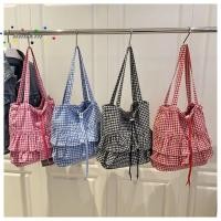 ราคา UOOKIN กระเป๋าสะพาย,กระเป๋าโท้ทลายสก๊อตใบบัว,กระเป๋าผ้าใบหูรูดความจุขนาดใหญ่ลําลองสาว (40077100423)