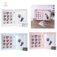 ราคา PPY Baby Keepsake กรอบรูปทารกแรกเกิดรอยเท้า Handprint กรอบรูปพับ Keepsake กรอบเพศ Neutral โต๊ะ Deco (26387882153)