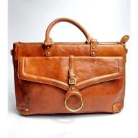 ราคา ตำหนิ VINTAGE Anne Klein Tan Leather Handbag กระเป๋าใส่เอกสาร หนังแท้ มือสอง (26406609943)