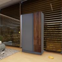 ราคา GlobalHouse DELICATO ตู้เสื้อผ้า 90 ซม. รุ่น W-901 ขนาด 90X50X180 ซม. สีเทาผ้า/D.โอ๊ค สินค้าของแท้คุณภาพดี (27074897232)