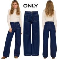 ราคา ONLY : High-Waist Blue Denim Wide leg Jeans (46852533472)