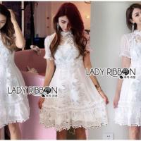 ราคา lady ribbon เดรสลูกไม้ขาว (26741953856)