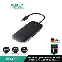 ราคา AUKEY CB-C71 ฮับ ยูเอสบี 8 in 1 USB C Hub with Ethernet Port, 4K USB C to HDMI Black รุ่น CB-C71 (5557981388)