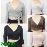 ราคา ใหม่ เสื้อยืดแขนยาวดีไซน์ไขว้หน้าผูกเอว ผ้ายืดสวมใส่สบาย (24429549882)
