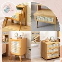 ราคา ตู้ข้างเตียง(หวาย) 3ลิ้นชัก โต๊ะข้างเตียงหวายมูจิ โต๊ะวางของข้างโซฟา งานไม้ธรรมชาติ ดีไซน์อบอุ่น มินิมอล (51702943695)