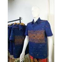 ราคา เสื้อผ้าครามลายแพรวาชายแขนสั้น (21783830107)