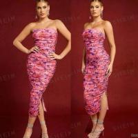 ราคา shein ชุดเดรสยาว เกาะอกสีชมพูลายดอก งานนำเข้าของแท้(พร้อมขาย) (27728951804)