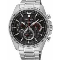 ราคา SEIKO Men's Watch Quartz Black Dial Chronograph Silver Stainless Steel SSB299 (44362487262)