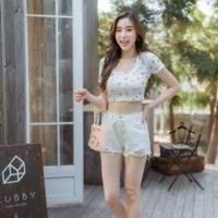 ราคา เสื้อครอป ครอป กระดุมหน้า ลายดอก (7512570181)