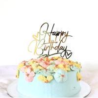 ราคา ใหม่ ป้ายท็อปเปอร์ Happy Birthday สีโรสโกลด์ สําหรับตกแต่งเค้กวันเกิด (8287479856)