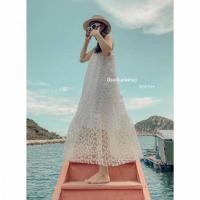 ราคา TW15057 เดรสสายเดี่ยวฉลุลูกไม้ (5471345609)