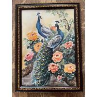 ราคา ภาพวาดนกยูงคู่ ภาพวาดมงคล ภาพวาดสีน้ำ ขนาดA4 พร้อมกรอบกีะจก กระดาษร้อยปอนด์ ตกแต่งให้สวยงาม (29492582243)