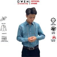 ราคา เสื้อเชิ้ตผู้ชาย OWEN AR220813เสื้อเชิ้ตแขนยาวสํานักงานลายตารางหมากรุกสีเขียวมิ้นต์เข้มทรงปกติกระเป๋ามิ้นต์คุณภาพสูง (27888763080)