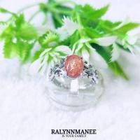 ราคา C6421 แหวนหินซันสโตนแท้ ( Natural Sunstone ) ตัวเรือนเงินแท้ 925 ชุบทองคำขาว ไซส์50 แก้ไซส์ฟรี (27967452963)