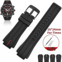 ราคา สายนาฬิกา ยางซิลิโคน กันน้ํา 16*24 มม. สําหรับสายนาฬิกา Timex T2N720 T2N721 TW2T76300 16 mm. (43727141076)