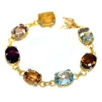 ราคา สร้อยข้อมือพลอยแท้ บลูโทปาส ซิทริน อเมทิสต์ แชมเปญโทปาส โอปอล เพทาย เงินแท้ 925 ชุบทอง 18k (26819094126)