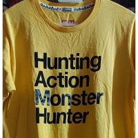 ราคา เสื้อยืดคอกลมสีเหลืองสด มือสองสภาพสวย Uniqlo UT x Monster hunter (25326136210)
