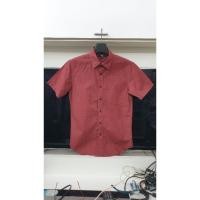 ราคา เสื้อเชิ้ตแขนสั้น UNIQLO Size S สีแดงอิฐ ลายน้ำเงิน มือสองของแท้ผ้าฝ้ายใส่สบาย สภาพดีมาก (9943019872)