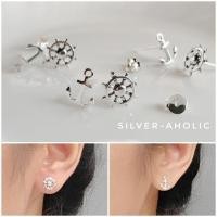 ราคา Silver-Aholic ต่างหูเงินแท้92.5% ลายสมอเรือ minimalสไตล์เกาหลี (6858131373)