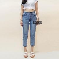 ราคา กางเกงยีนส์เอวสูง ขากระบอกเล็ก ดีเทลเรียบ งานป้าย punny jeans (9807811991)