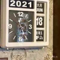 ราคา นาฬิกา Jump Mechanical Simple Green Page Flip Clock Retro ปฏิทินนาฬิกาตั้งโต๊ะ Creative สีขาวนาฬิกาอัตโนมัติ Mute ห้องนั่งเล่นนาฬิกาแขวน LA1P (49152210006)