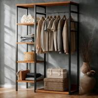 ราคา ราวแขวนเสื้อผ้า สไตล์โมเดิร์น พร้อมชั้นวางของใช้ต่างๆ สำหรับการจัดเก็บที่มีประสิทธิภาพ (43722349654)