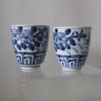 ราคา แก้วน้ำชาลายคราม งานเก่าเขียนมือ เหมาคู่นี้ (19573655652)