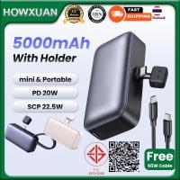 ราคา Howxuan By UGREEN 5000mAh Powerbank สายเคเบิลในตัว PD 20W 22.5W Portable Fast Charger Mini Power Bank (28766125440)