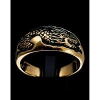 ราคา แหวนทองเหลือง แกะสลัก ลายมังกร ลงยา สีเขียว (RG0029) (4149734619)