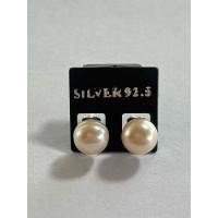 ราคา ต่างหูมุกแท้สีพีชขนาด10มิลแบบก้านเสียบทับหลังs925 (26054244577)