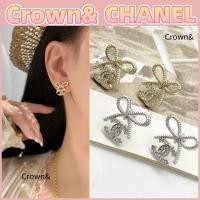 ราคา สินค้าใหม่ของแท้ 100%/CHANEL (ซีรีย์ฤดูใบไม้ร่วงและฤดูหนาว 25) ต่างหูดีไซน์โลหะเพชร CC ย้อนยุคสำหรับผู้หญิง (51953190650)