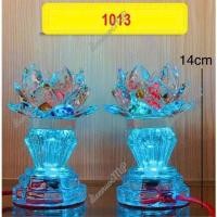 ราคา ราคาถูก สําหรับโคมไฟดอกบัวคริสตัลเปลี่ยนสีได้ 1 คู่สําหรับโต๊ะพระ - โคมไฟหมู่บูชาดอกบัวคริสตัล (51652121043)